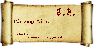 Bársony Mária névjegykártya