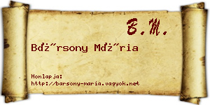 Bársony Mária névjegykártya